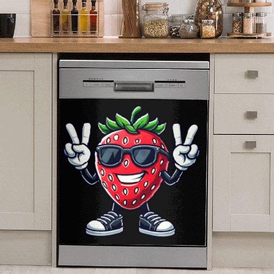 Sweet Strawberry Cartoon Peace Fruit Fruity Dish Washer Covers