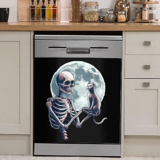 Skeleton Cat Halloween Dish Washer Covers