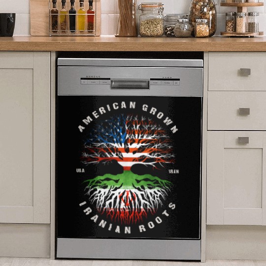 American Grown Iranian Roots Iran Flag Dish Washer Covers