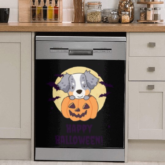 Australian Shepherd In Pumpkin Cute Happy Dish Washer Covers