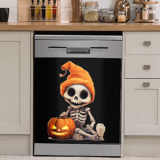 Skeleton celebrating Halloween Dish Washer Covers