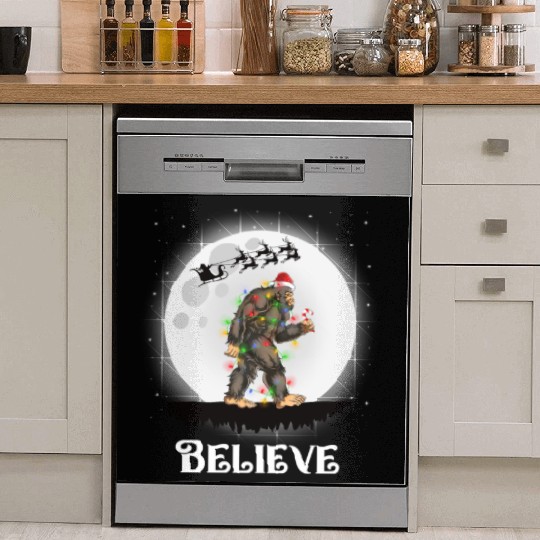 Believe Santa Bigfoot Christmas Sasquatch Dish Washer Covers