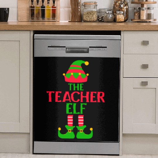 The Teacher Elf Funny Christmas Dish Washer Covers