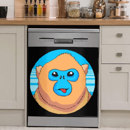 Monkey Lover Cute Snub Nosed Monkey Face Dish Washer Covers