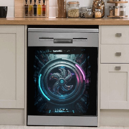 Zodiac sign Libra in cyberpunk era Future Dish Washer Covers