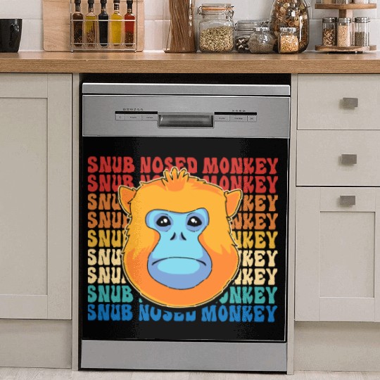 Retro Golden Snub Nosed Monkey Cute Monkey Face Dish Washer Covers