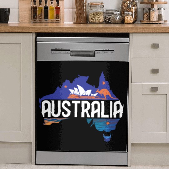 Australia Kangaroo & Sydney Opera House Map Dish Washer Covers