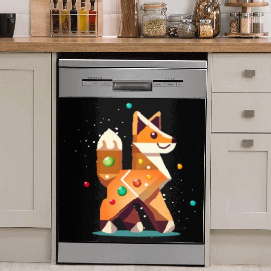 Fox in gingerbread style -creative Christmas motif Dish Washer Covers