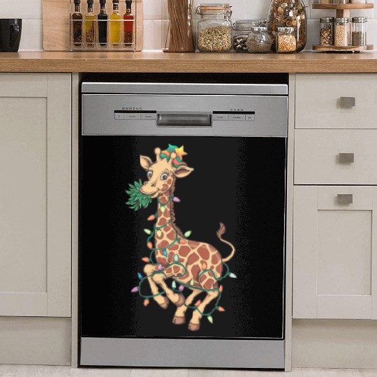 Funny Christmas Tree Giraffe Lover Gift Love Giraf Dish Washer Covers