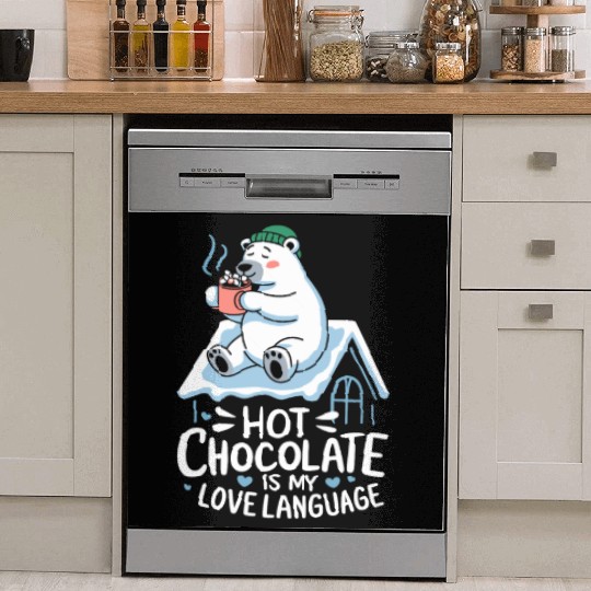 Hot Chocolate Is My Love Language Cozy Polar Bear Dish Washer Covers