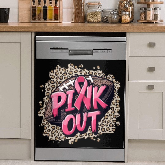 Pink Out Breast Cancer Football Coquette Bow Mom Dish Washer Covers