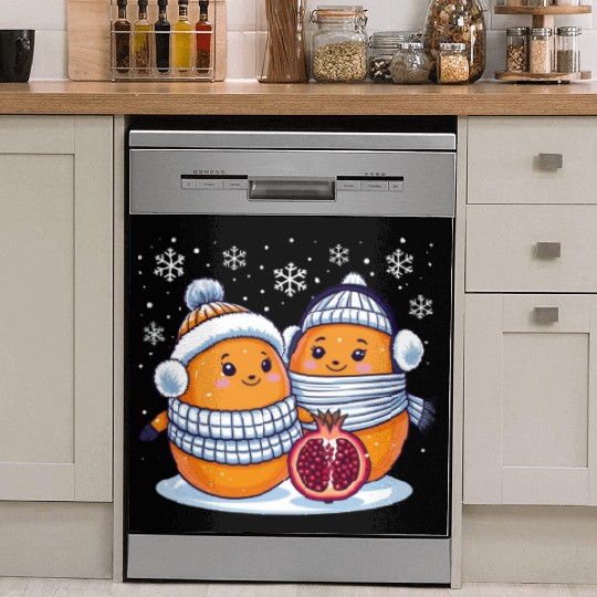 Cozy Winter Fruits: Oranges & Pomegranate Dish Washer Covers