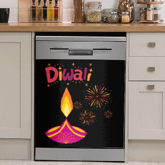 Diwali Design with Lamp & Festive Fireworks Dish Washer Covers
