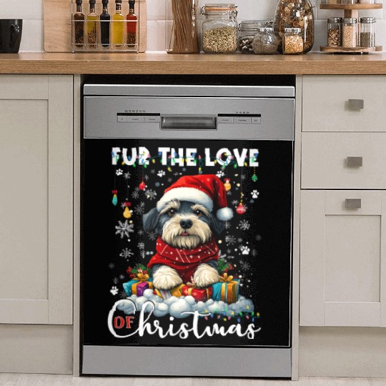 Shih Tzu Christmas Tree Lights Decorations Dog Dish Washer Covers