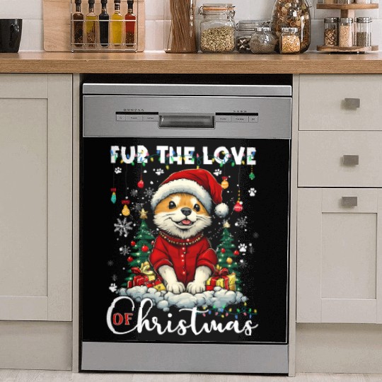 Akita Christmas Tree Lights Decorations Dog Lover Dish Washer Covers