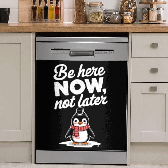 Be Here Now Mindfulness Penguin Message Dish Washer Covers