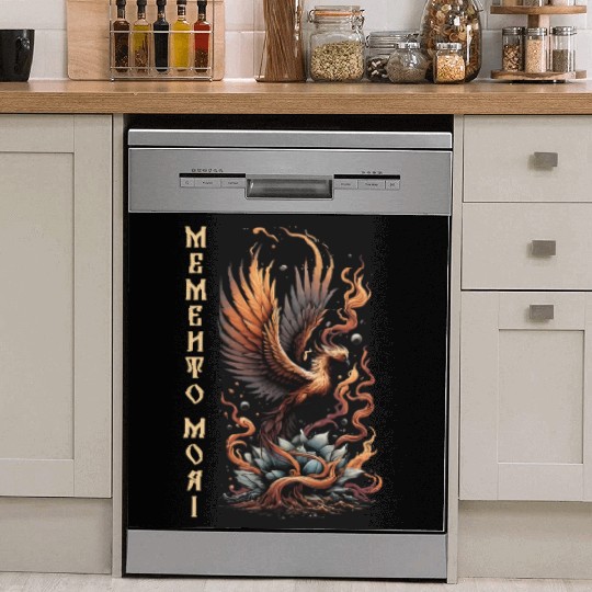 Memento Mori Phoenix Rebirth Fire Art Design Dish Washer Covers