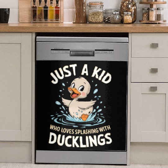 Just a Kid Who Loves Splashing with Ducklings Dish Washer Covers