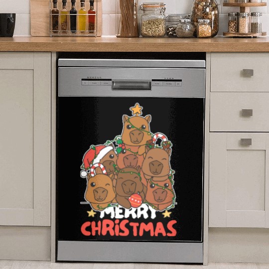 Capybara Christmas Tree Merry Christmas Dish Washer Covers