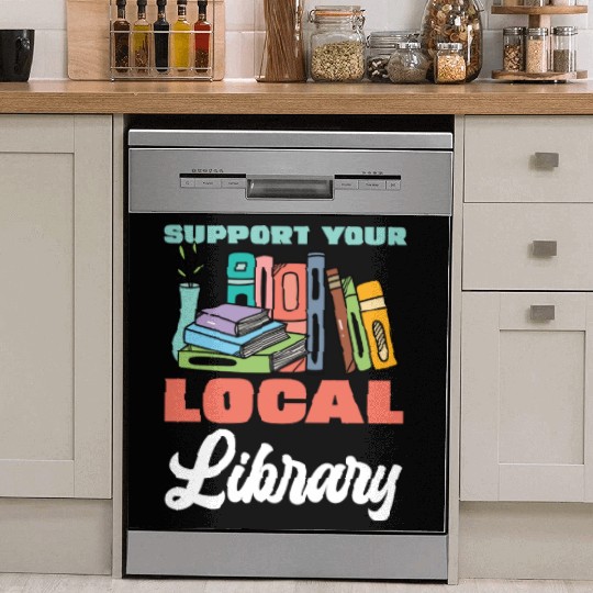 Support Your Local Library Books Reading Dish Washer Covers