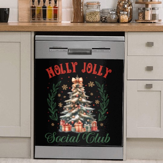 Holly Jolly Soociial Clubb Chrsitmas Dish Washer Covers