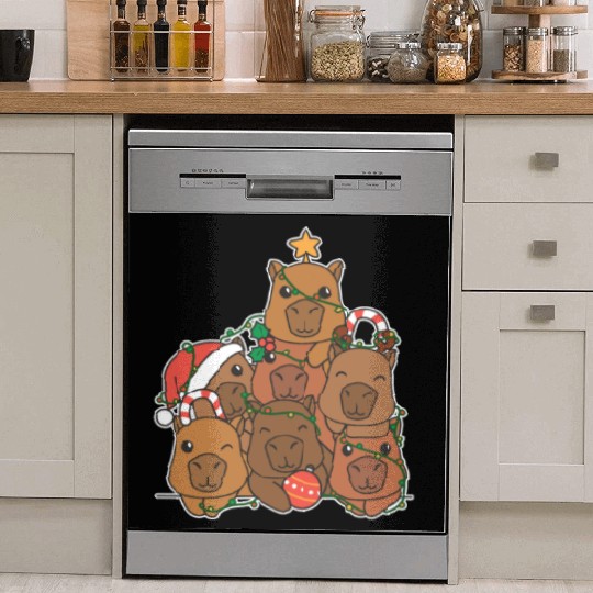 Capybara Christmas Tree Funny Animal Christmas Dish Washer Covers