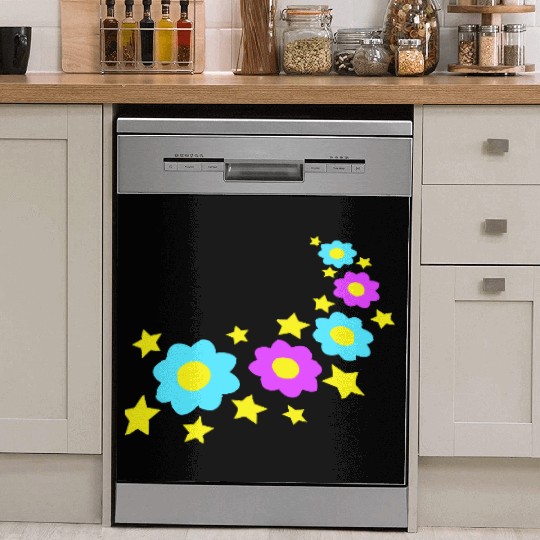 Many Pretty Daisy Flowers Decorative Stars Design Dish Washer Covers