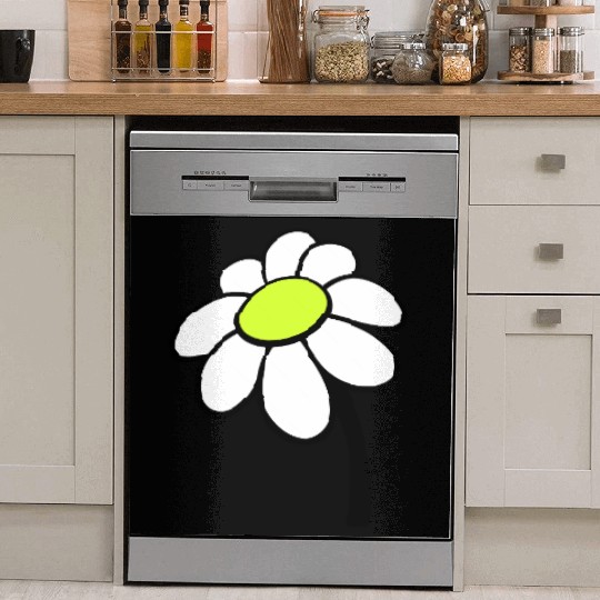 Small Daisy Flower White Decorative Nature Design Dish Washer Covers