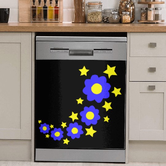 Many Pretty Daisy Flowers Decorative Stars Design Dish Washer Covers