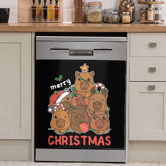 Capybara Christmas Tree Merry Christmas Dish Washer Covers