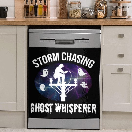 Storm Chasing Ghost Whisperer – Lineman Halloween Dish Washer Covers