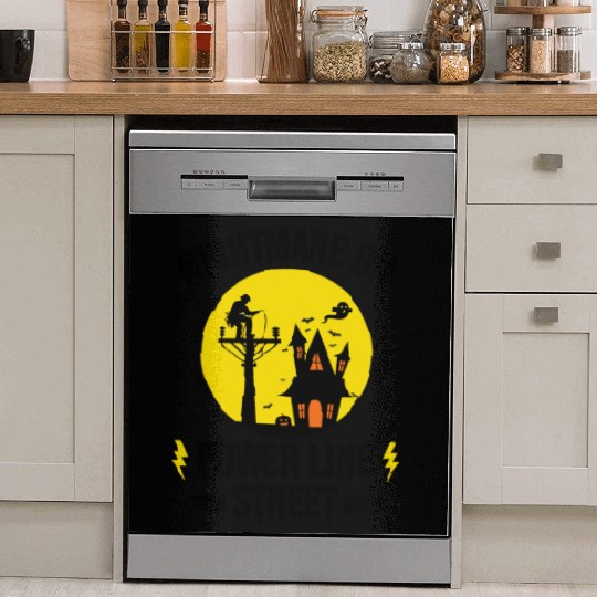 Nightmare on Power Line Street – Lineman Halloween Dish Washer Covers