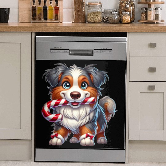 Cute Christmas Dog Australian Shepherd Dish Washer Covers