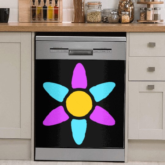 Small Daisy Flower Decorative Yellow Purple Design Dish Washer Covers