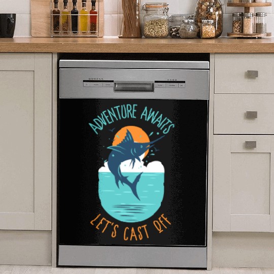 Adventure Awaits—Let's Cast Off Adventure Fishing Dish Washer Covers