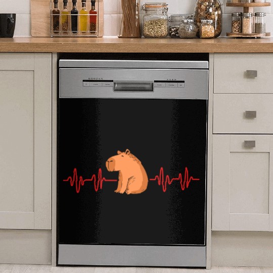 Capibara Animal Capybara Heart Beat Dish Washer Covers