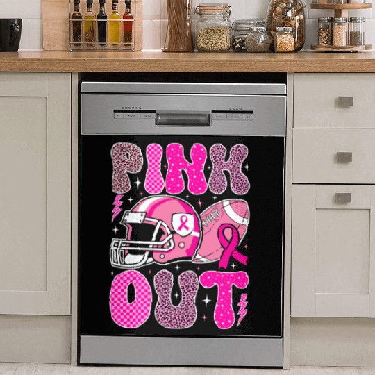 Pink Out Breast Cancer Football Mom Girls Women Dish Washer Covers