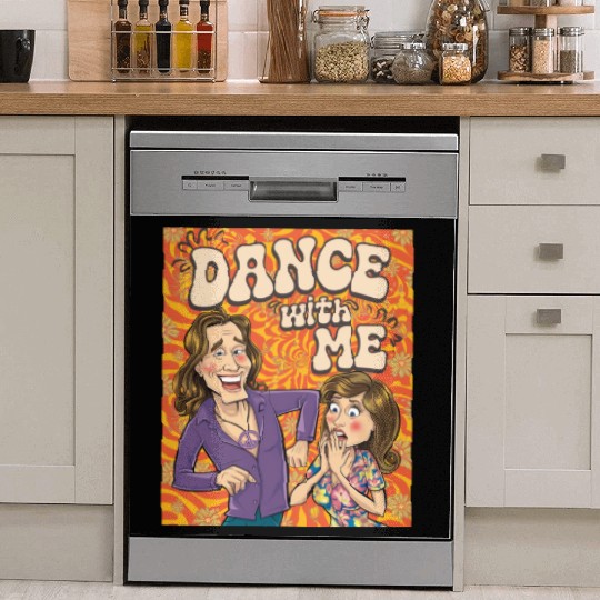 Dance with Me Groovy 70s Retro Funky Psychedelic Dish Washer Covers