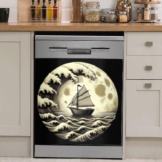 Vintage Sailboat Monohull Tsunami Storm Dish Washer Covers