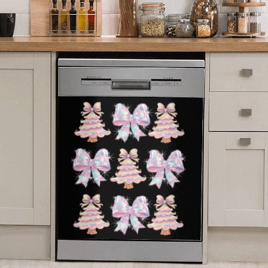 Christmas Coquette Bow, Merry Christmas Dish Washer Covers