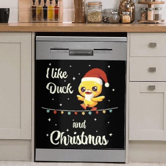 Christmas duck on a chain of lights Dish Washer Covers