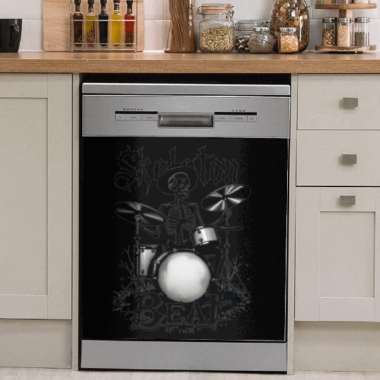 Skeleton Beat: Funny Cowboy Skeleton Playing Drums Dish Washer Covers