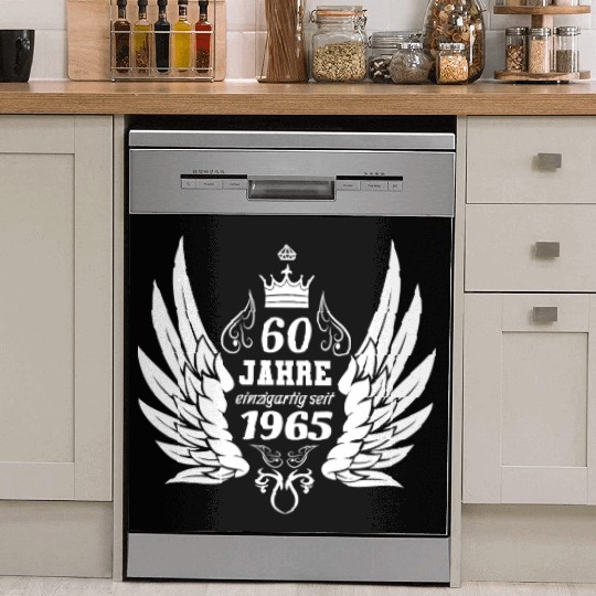 60 years unique since 1965 angel wings Dish Washer Covers