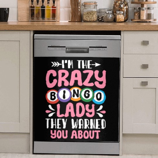 Crazy Bingo Lady Bingo Cards Bingo Game Lover Dish Washer Covers