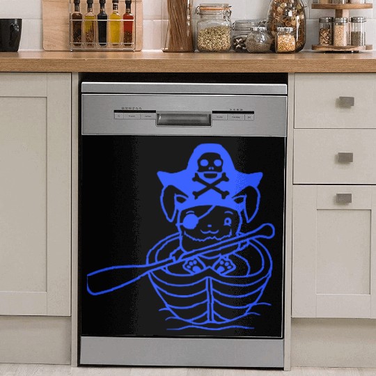 Rabbit Pirate Paddle Bunny Buccaneer Rowboat Comic Dish Washer Covers