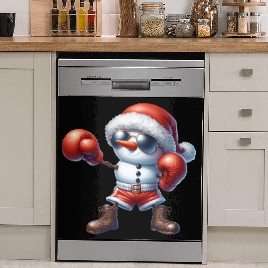 Snowman Boxing – Christmas Sport Lover Fun Dish Washer Covers