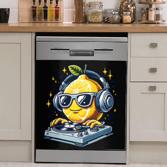 DJ Lemon Groove with Headphones and Turntable Dish Washer Covers