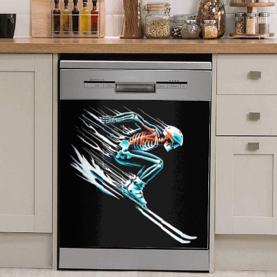Skiing Skeleton Speed Thrill Adventure Dish Washer Covers