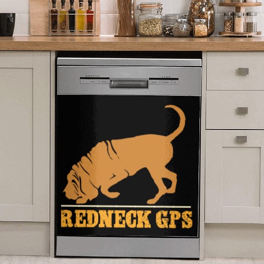 Redneck GPS | Funny Bloodhound | NickerStickers® Dish Washer Covers