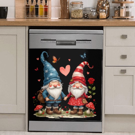 Gnomes Valentines Revelin, Valentines Retro Dish Washer Covers